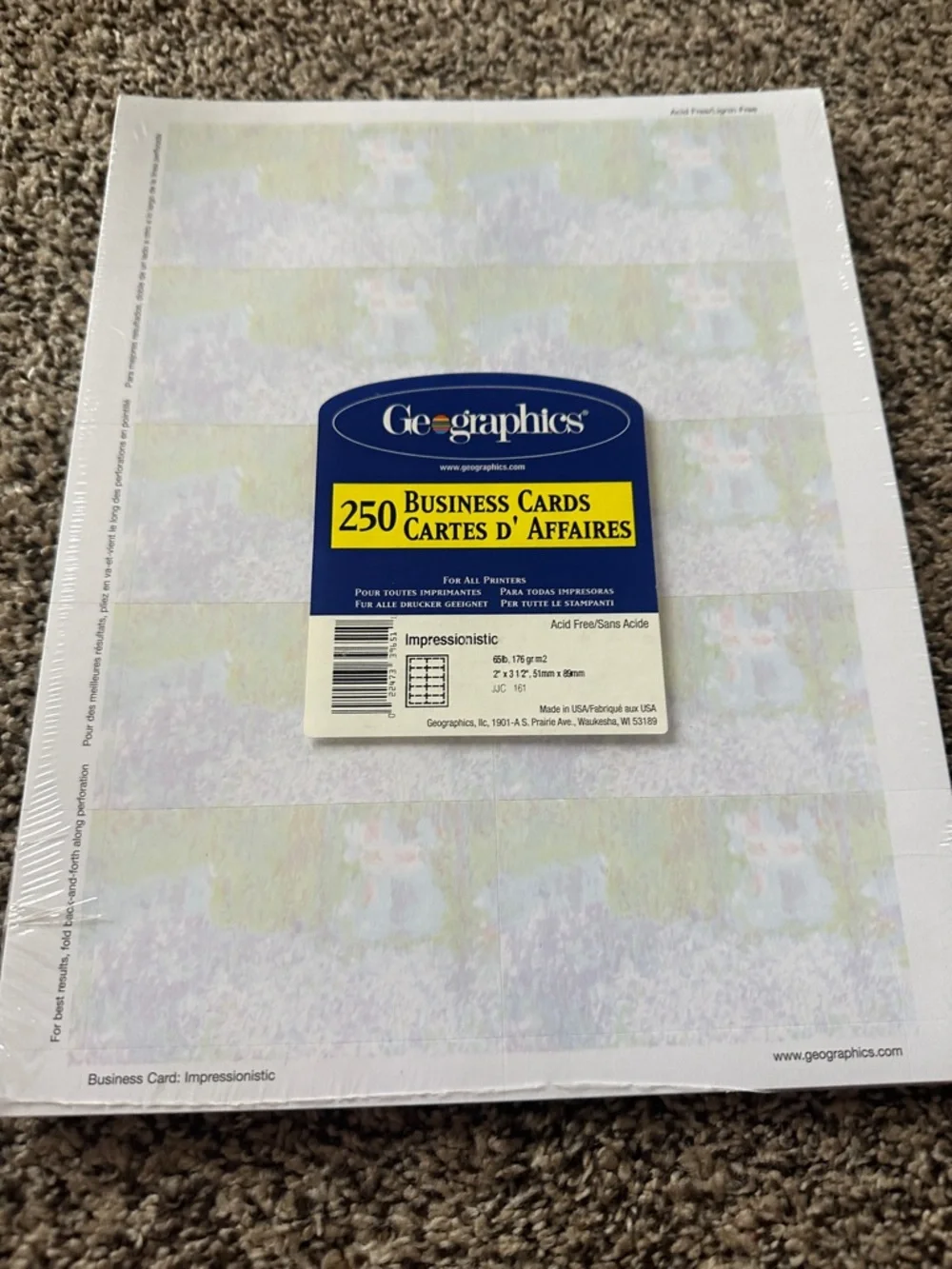 Final Price NWOT  Geographics 250 Business Cards Pastel Multicolor